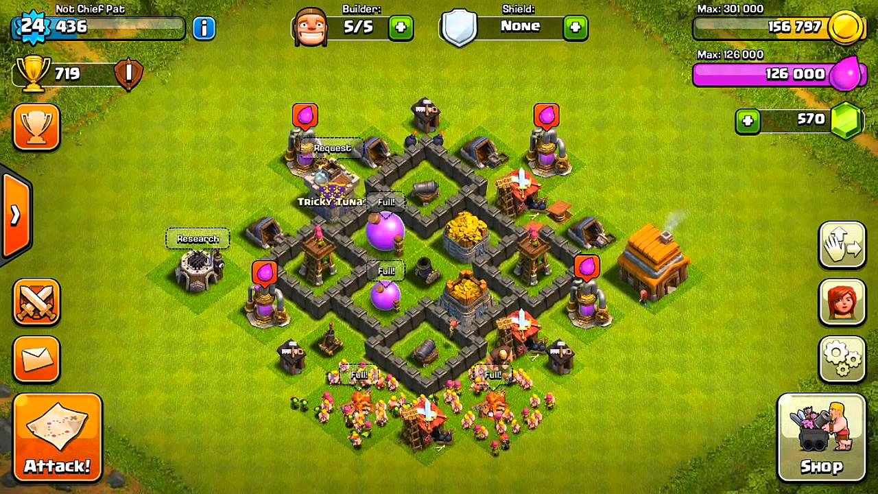 Clash Of Clans - Best Town Hall 4 Defense! (Base Design) - YouTube