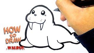 How to Draw Cute Walrus | Drawing walrus