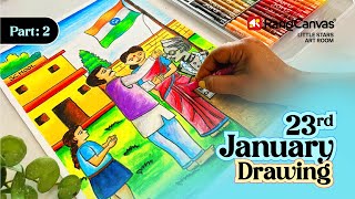 23 January scenery drawing | 23 January special drawing | Netaji birthday scenery drawing -Part 2