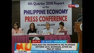 BT: Paglago ng ekonomiya ng Pilipinas nitong 2018, bumagal ayon sa PSA at NEDA