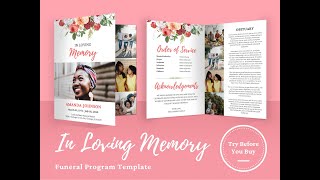 In Loving Memory - Canva Funeral Program Template - Purchase on Etsy