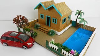 Miniature House With Swimming Pool DIY | Cardboard Crafts