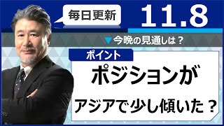 【FX｜今晩の見通し】　ポジションがアジアで少し傾いた？　2022年11月8日（火）