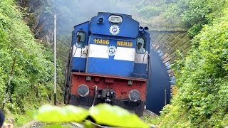 Hard Chugging Twin Alcos Comes out of Tunnel and climb the gradient with Pune - Patna Express