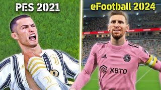eFootball 2024 vs PES 2021 - Direct Comparison ✅ Graphics, Facial, Animation, Gameplay | Fujimarupes