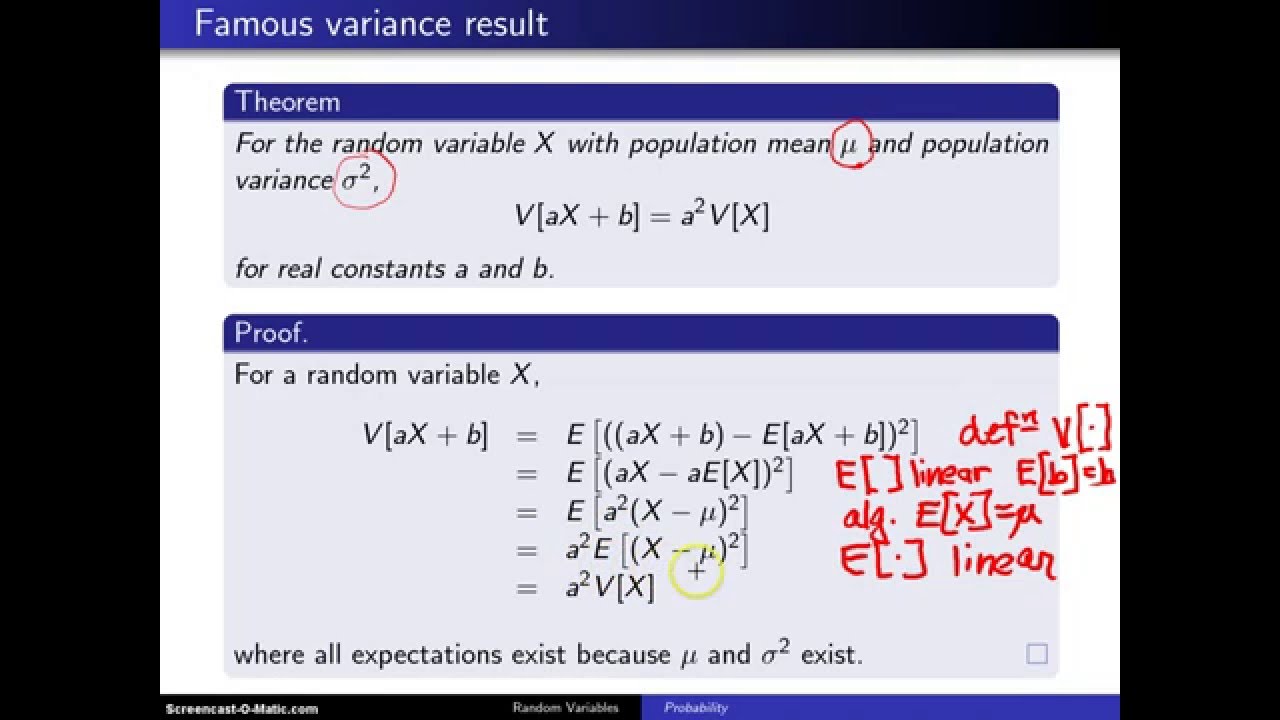 Population Variance Of AX+b - YouTube