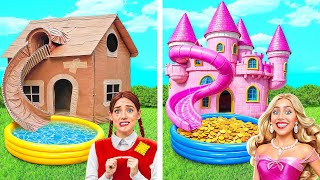 Broke vs Giga Rich Camping | We Build a House In One Color by Multi DO Girls