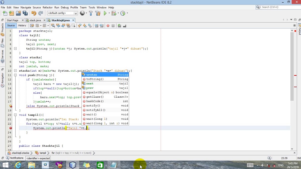 Implementasi Stack Dengan Menggunakan Java Netbeans - YouTube