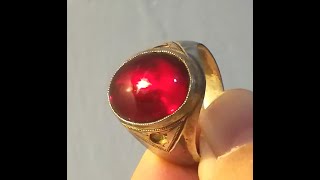 古董蛋面红宝石950银戒指, Antique 15 carat cabochon ruby 950 silver marriage ring，之四