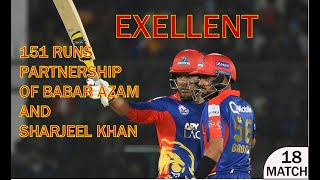 Babar Azam and Sharjeel Khan Excellent Partnership of 151 runs - LAHORE  VS KARACHI | MATCH26 |2nd I