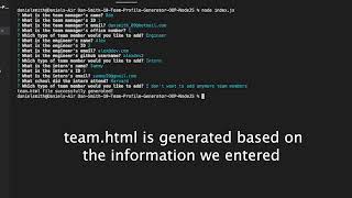 Team Profile Generator Demo - Node JS