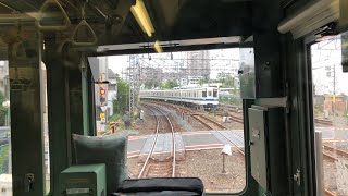 【団臨】七光台所属東武8000系8163F  北千住(牛田寄り)留置線停車中  北千住→牛田前面展望