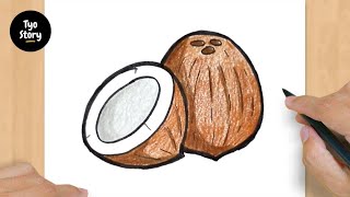 #679 How to Draw a Coconut - Easy Drawing Tutorial