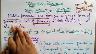 Query Processing | Optimization | Distributed database systems | Lec-69 | Bhanu Priya