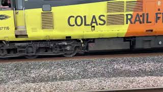 Colas Class 37116 + NR DBSO 9714 with a test train passes Darlington on Slateford depot to Derby RTC