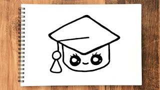 Cara menggambar Topi Wisuda Yang Mudah Untuk anak - How to Draw a Graduation Cap Step by Step