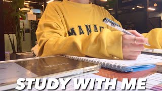 💛3-HOUR Study With Me korea 📝 No music, Real sounds, note taking ASMR, pomodoro 50/10✏️