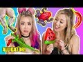 GUMMY FOOD VS REAL FOOD! Challenge with LaurDIY & Alex Wassabi! Eating Gross Giant Frogs, Alligators