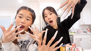 WEARING SUPER LONG ACRYLIC NAILS for 24 HOURS!