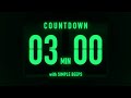 3 Minute Countdown Timer 🟢 Flip Clock with Simple Beeps