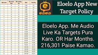 Eloelo App New Target Policy. How to earn money by doing live audio in eloelo@GK.TECHNICAL1190