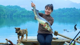 How to survive alone on a big lake. build a floating house, catch fish, garden