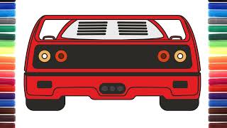 How to draw Ferrari F40 back view