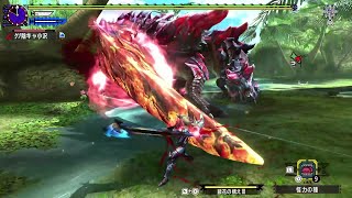 【MHXX】黒く燃える灼熱の刃 獰猛化ディノバルド ブレイヴ太刀 ソロ 4'54\