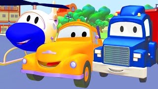Tom The Tow Truck, Car Patrol and Carl Transform with the Helicopter in Car City | Trucks cartoon