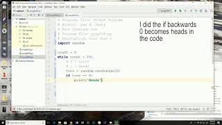 039 - using a while loop to simulate a coin toss.