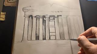 🇬🇷ART BY EVANGELOS pencil sketch ✍🏼 drawing of the Parthenon 🏛🇬🇷🍀❤️
