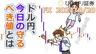 FX【ドル円予想】買い方が今晩どうしても守りたい値とは？【ローソク足トレード手法】2021年8月20日