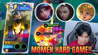 MOMEN HANZO SOLO RANK HARD GAME‼️ MUSUH FULL HERO LICIN DEMI LOCK HANZO - Mobile Legends