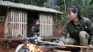 build new shelter with sturdy bamboo, hunt wild chickens in the rainy season, survival alone