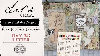 Junk Journal January 2025 | Day 31: Letter | Ink and Page | Free Printables | Easy Project