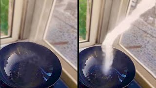 Tornado Suddenly Forms in Cooking Pan