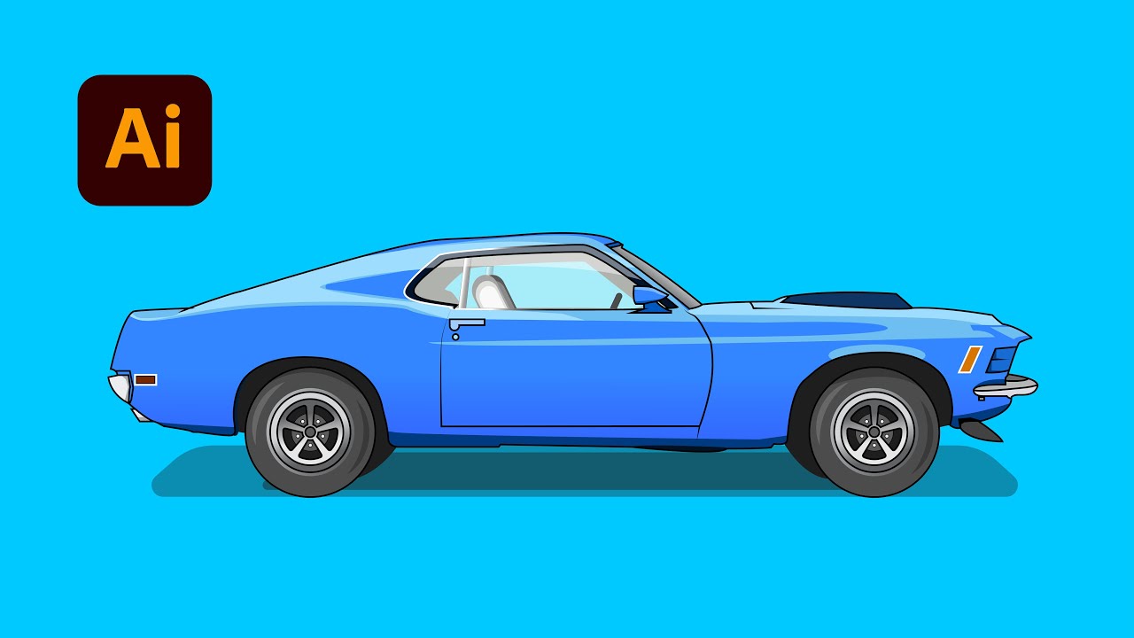 Classic Car Vector Flat Design Illustration Adobe Illustrator