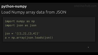 Load Numpy array data from JSON