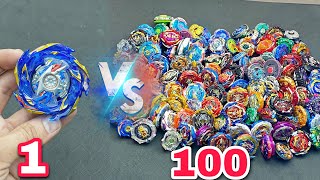 Volcano Helios Vs 100 Beyblades Fight | Best Left Spin Beyblade ?