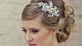 Bridal Crystals \u0026 Pearls Tiara Hair Vine Headband Crown Bridal Hair Headpiece