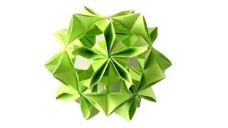Кусудама цветок из бумаги. Оригами шар елочная игрушка на Новый год