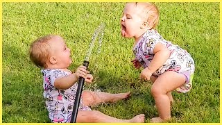 Funny Babies Playing With Water || Baby Outdoor s