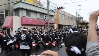 2015堺市鳳だんじり祭り　大鳥区新調入魂式①大鳥大社前やりまわし（平成27年8月30日）