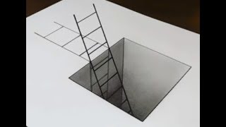 How to Draw a Ladder in a Hole - 3D Trick Art for Kids - 3D Creative Art