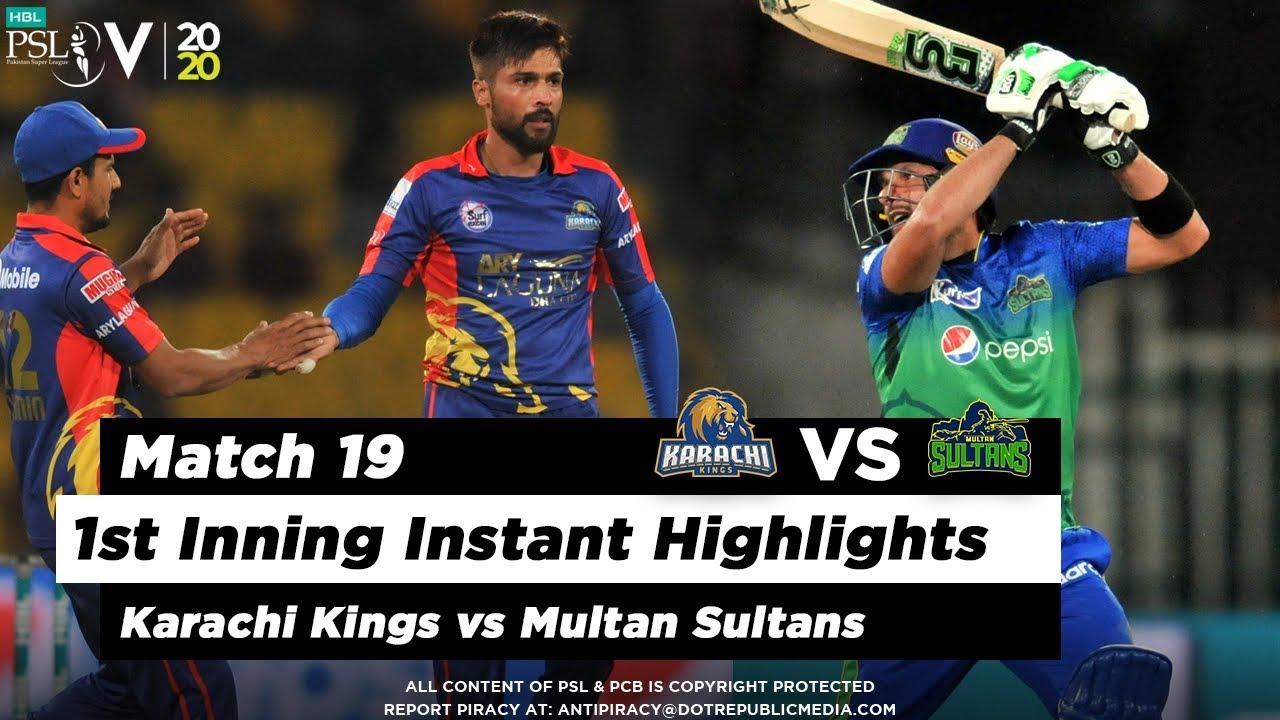 Karachi Kings Vs Multan Sultans | 1st Inning Highlights | Match 19 | 6 ...