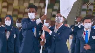 IOC Refugee Olympic Team in the 2020 Parade of Nations at the Tokyo Olympic Stadium