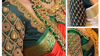 💚💯80 New Ari work Green Bridal Blouse Designs | Maggam Work Blouse Design  bridal Ari blouse designs