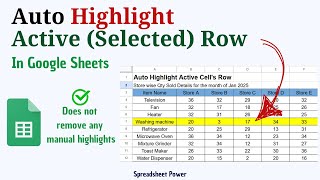 Auto Highlight Active Row in Google Sheets