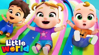 Ten Little Babies On The Slide | Little World Kids Songs & Nursery Rhymes