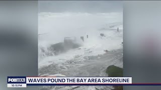 Waves eroding decades-old seawall in Pacifica